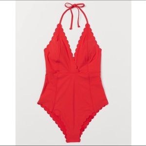 SOLD🚫 H&M Red Scalloped-Edge One piece swimsuit